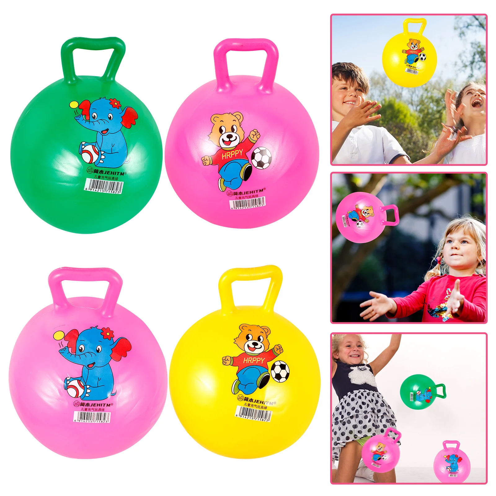 Jumping Ball Flexible Seating Handle Racket Toy Cartoon Pattern Child Kids Toys