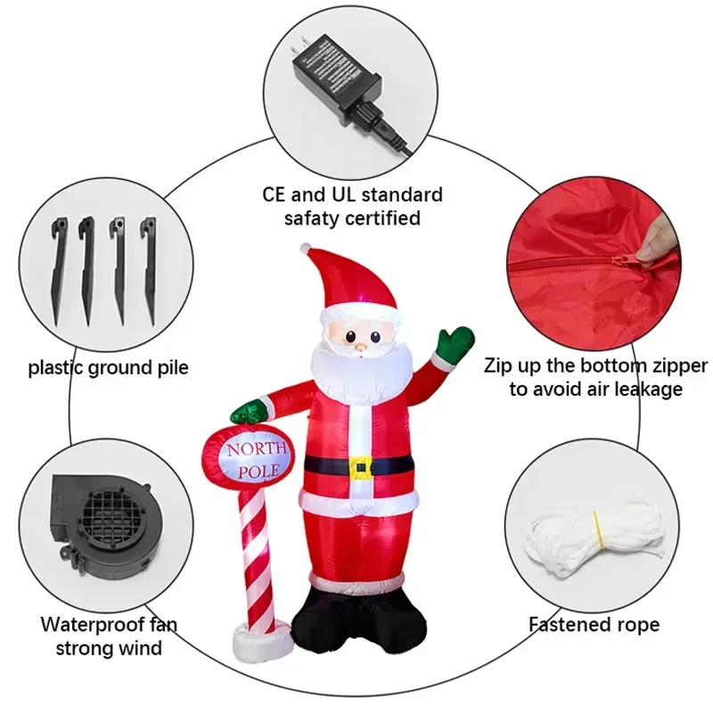 2.4M Inflatable Arctic Santa Claus with LED Lights Outdoor Christmas Decoration for Yard Holiday Party