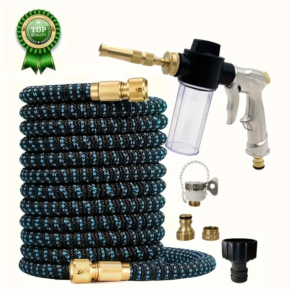 

Lightweight Expandable Garden Hose with Rubber - Retractable No-Kink Leak-Proof Durable Connectors for Yard Watering Outdoor