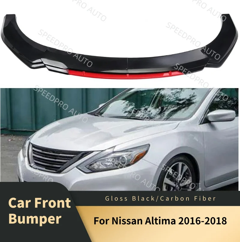 

Car Front Bumper Lip Spoiler Lower Splitter For N-issan Altima 2016-2018 Auto Diffuser Trim Scratch Protector Body Kit Black