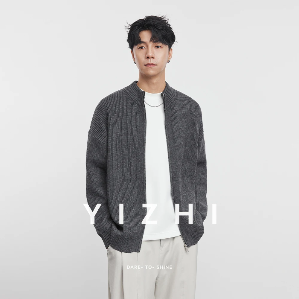 Fashion Men's Half Turtleneck Cardigan Sweater 2025 Spring and Autumn Japanese Style Trendy Jacket Men's Casual Tops