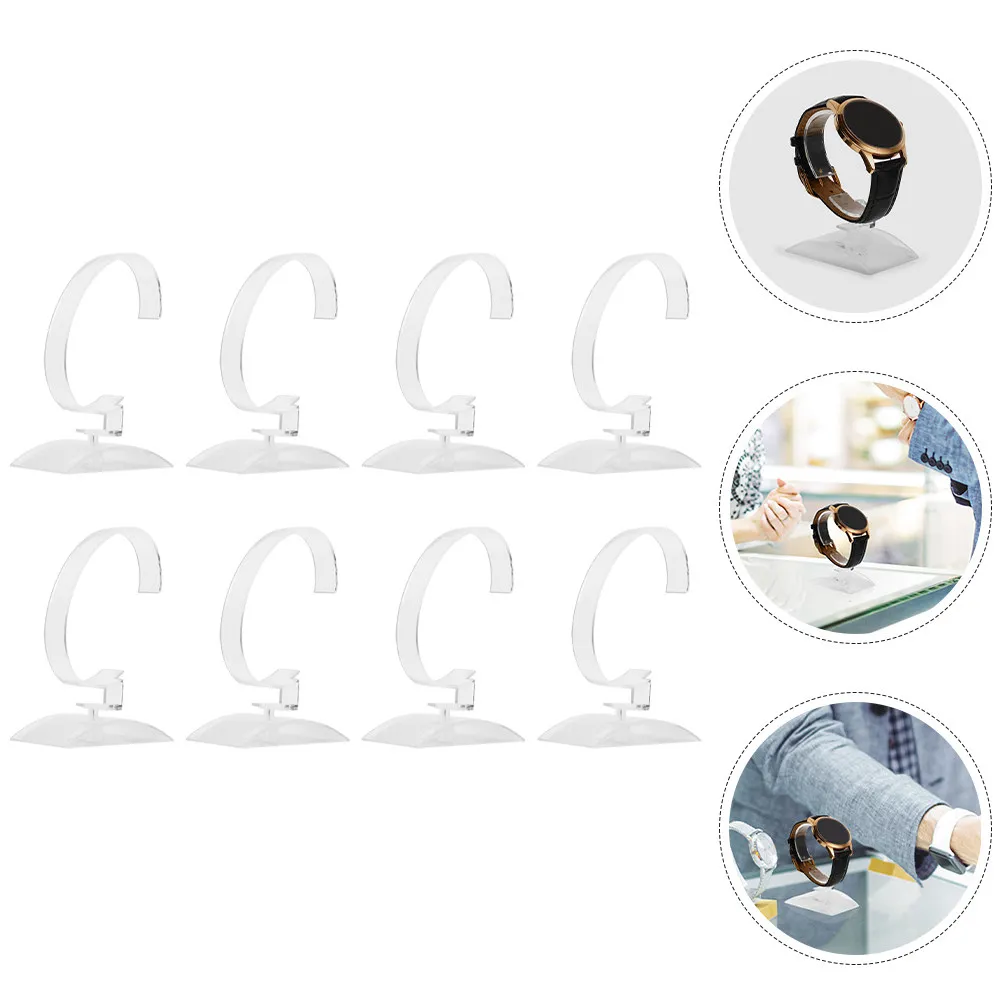 

Набор из 8 акриловых подставок для украшений: прочные держатели для часов и браслетов, прозрачный современный дизайн для организации аксессуаров