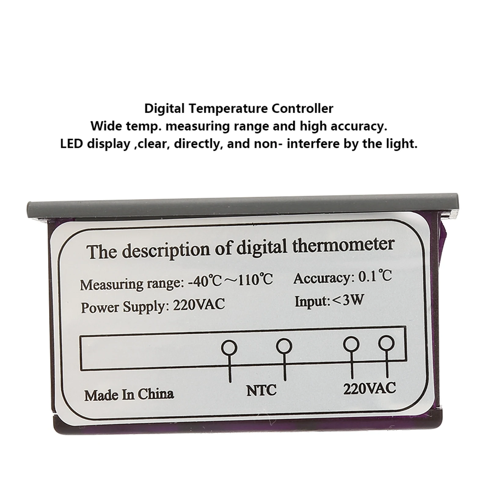 TPM‑900 220V デジタル温度コントローラー LED パネルメーター センサー付き サーモスタットコントローラー デジタル温度計