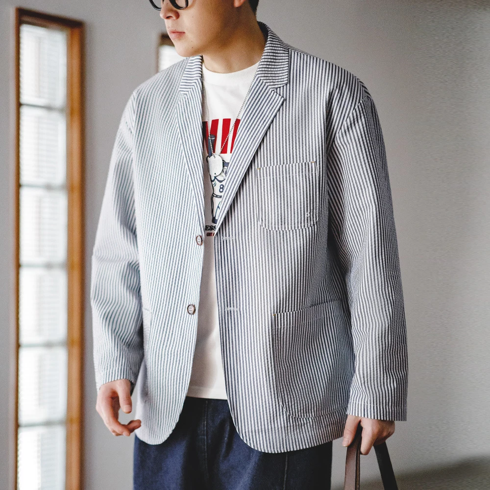 Lightweight Bubble Shirt Jackets For Men Single-Breasted Regular Fit Casual Blazers