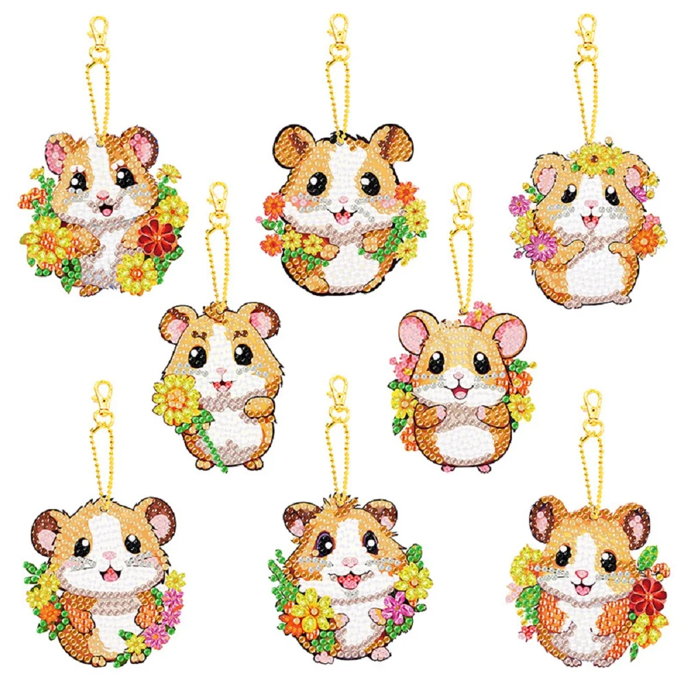 

Cartoon Animal 5D Stickup Drill Embroider Keychains Small Pendant DIY Diamond Draw Handmade Material Packs Trimmings Gift