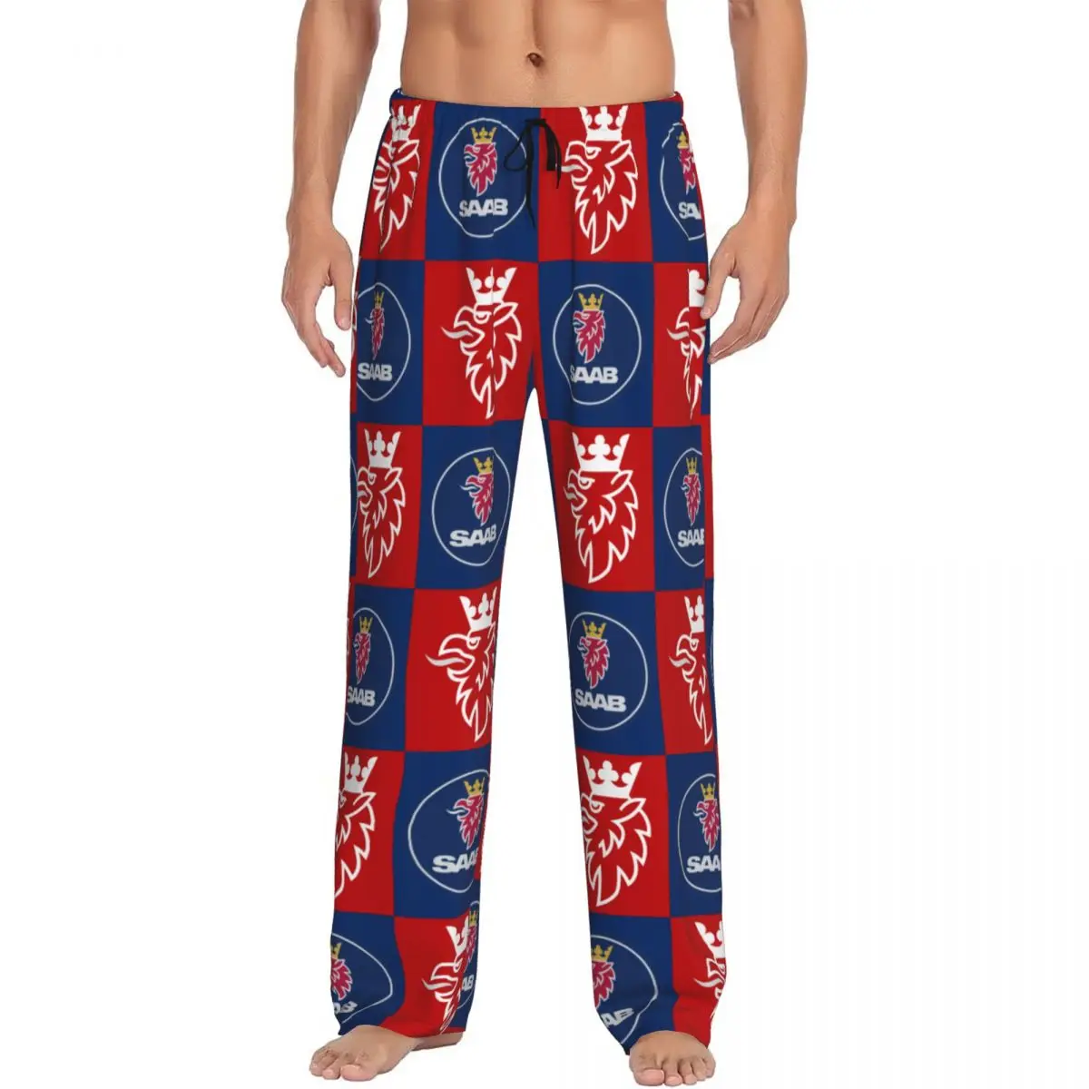 Custom Saabs Scanias Classical Logo Pajama Pants Men's Trucks Emblem Logo Sleepwear Lounge Sleep Bottoms Stretch with Pockets