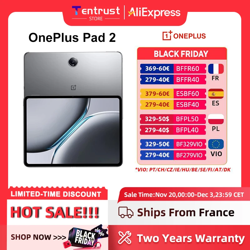 Version mondiale OnePlus Pad 2 tablette 12GB 256GB/16GB 512GB Snapdragon 8 Gen 3 Chipset 3K 12 pouces affichage 9510mAh batterie