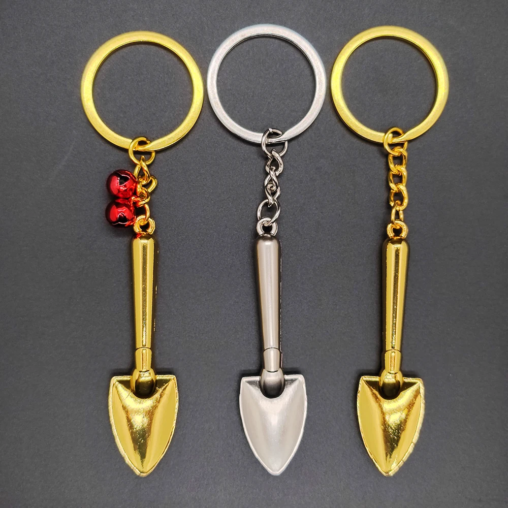 

Mini Simulation Tool Metal Keychain Q Version Shovel Creative Men's Car Small Gift Pendant Golden Edc Cool Personality Keyring