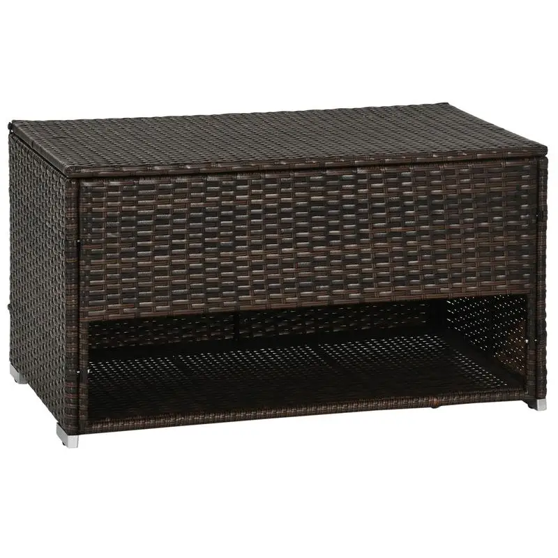 

Outdoor Deck Box & Shoe Storage, Rattan Wicker Towel Rack with Liner for Indoor & Outdoor Use, Perfect for Patio Cushions, Pool