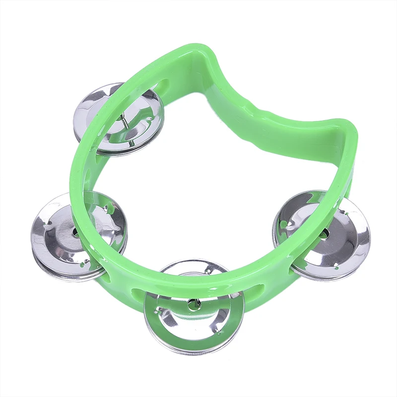 1 Pc Hand Held Tambourine Metal Bell Plastic Rattle Ball Percussion for KTV Party Kid Game Toy Musical Instrument