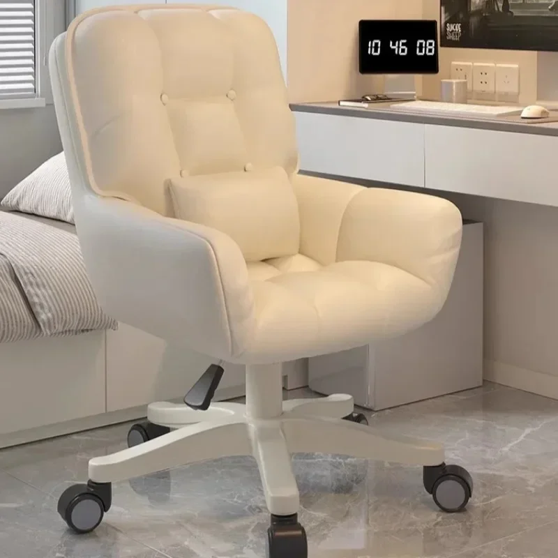 Flannel Office Chairs Wheels Modern Luxury Aesthetic Creative Chairs Bedroom Relax Computer Chair Backrest Swivel Armchair