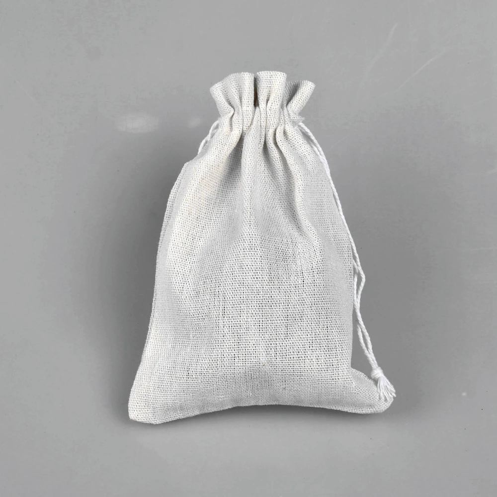 50 Pcs/Lot Reusable White Drawstring Cotton Bags Multiple Sizes Christmas Gift Wedding Candy Storage Jute Pouch LOGO Custom