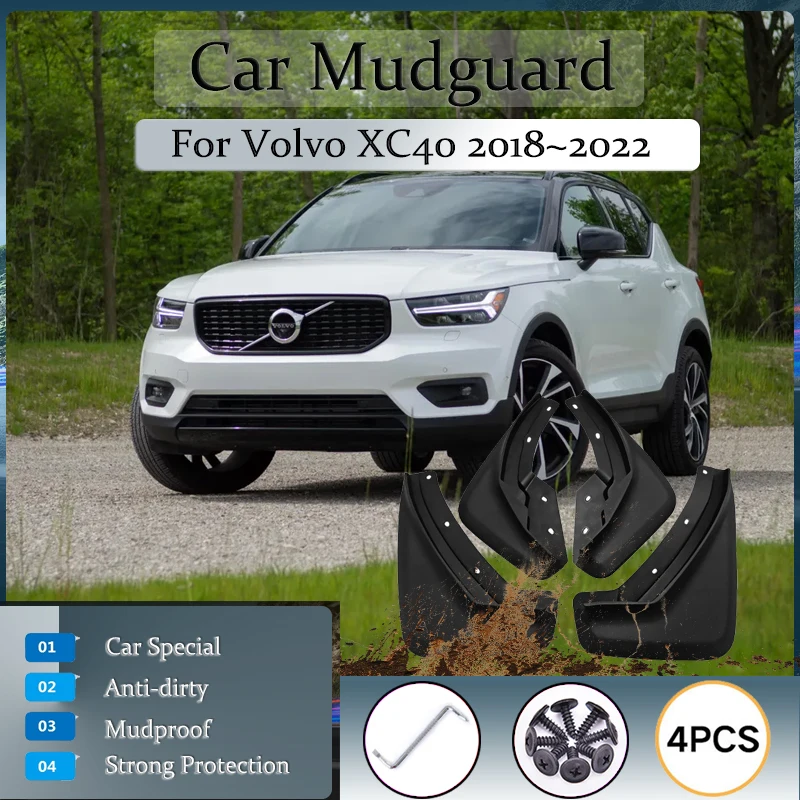 Car Wheel Mud Guards Fit For Volvo XC40 2018 2019 2020 2021 2022 Antifreeze Mudguard Fender Flare Mudflaps 4PCS Auto Accessories