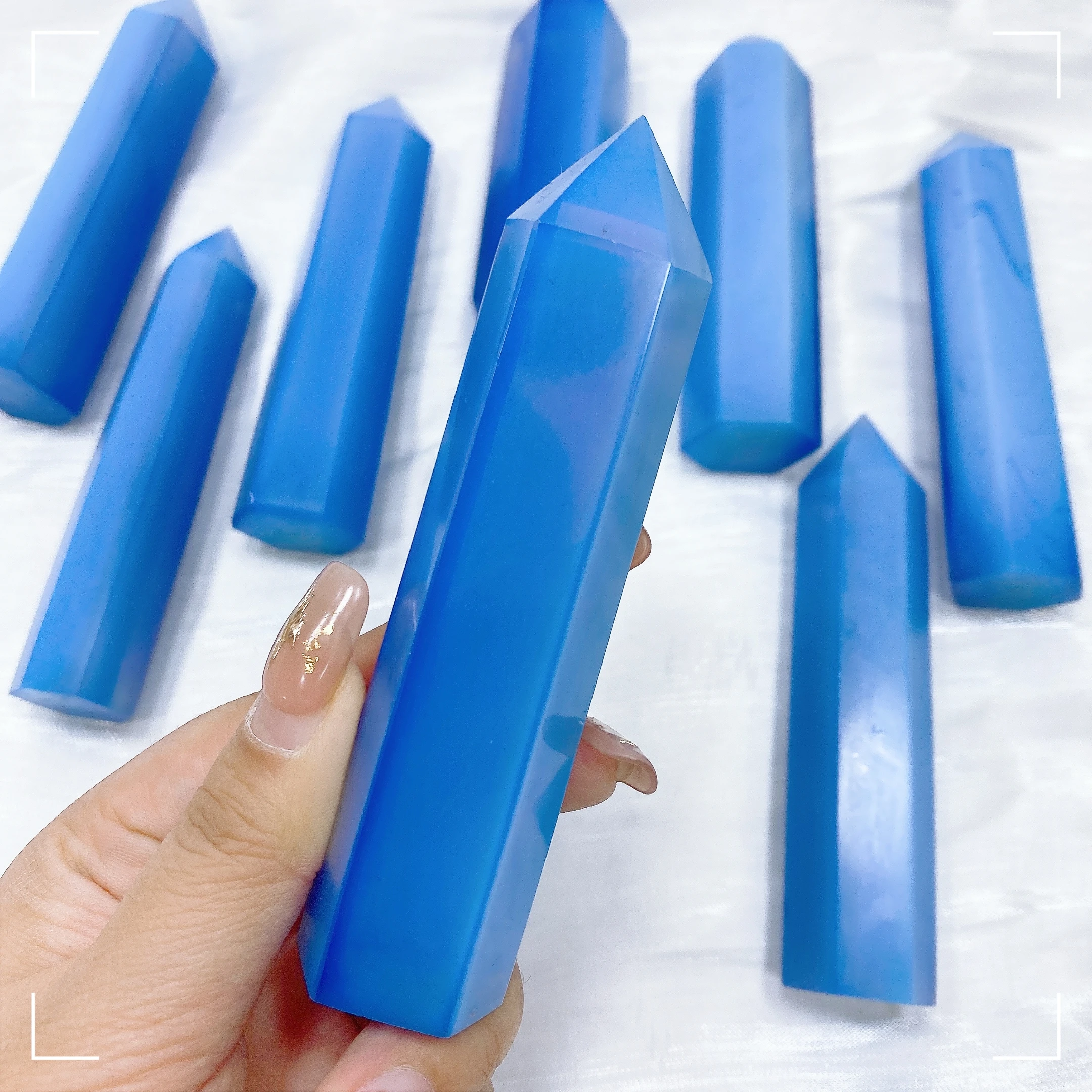 Blue Opalite Point Towers Ore Mineral Crystal Quartz Hexagonal Prisms Obelisk Wand Craft Crystal Energy Healing Home Decor Gift