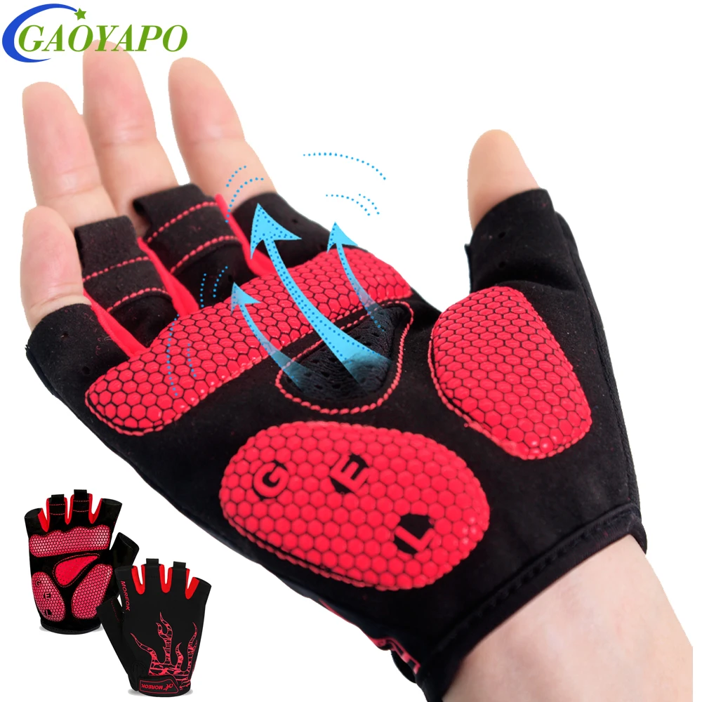 1 paio di guanti a compressione per artrite guanti da ciclismo guanti da allenamento per uomo donna - [cuscinetto in gel da 5 mm] guanto mezze dita