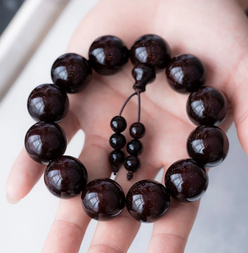 

Buddha bead bracelet the same for men women Chinese-style lobular red sandalwood pulp-covered couple accessories hand-polished