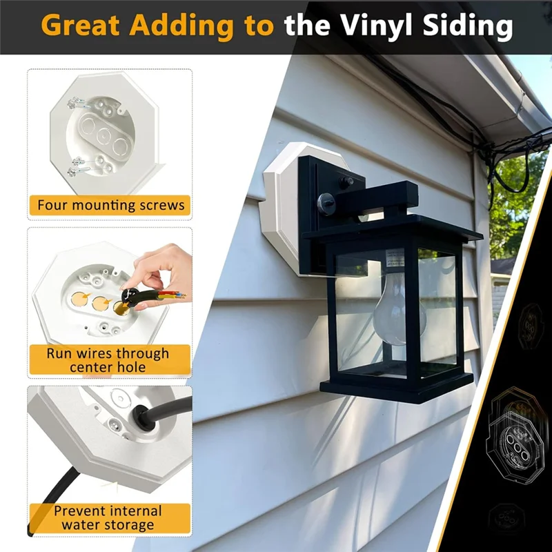 A02F-옥타곤 사이딩 장착 키트, 8141 수직 사이딩 램프 장착 플레이트 1/2인치 랩 사이딩용 사이딩 라이트 블록