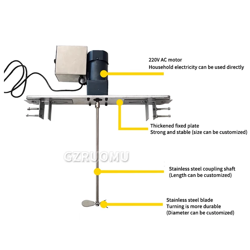 60L Pneumatic Mixer Air Agitator Air Blender Stirrer Aluminum Alloy Air Mixing Machine 300RPM  42-52cm Gallon Mixing Equipment