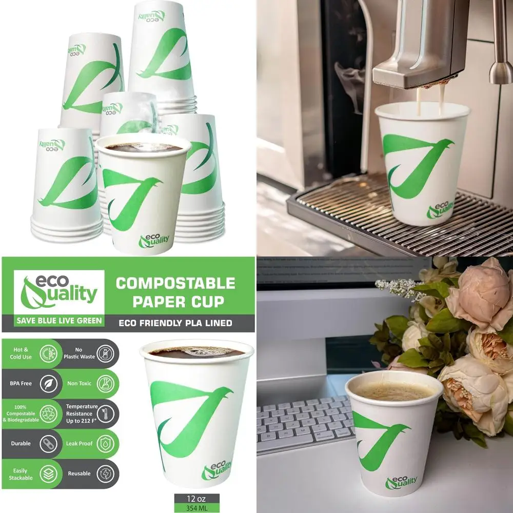 

Экологичные биоразлагаемые бумажные стаканчики с подкладкой PLA — белые одноразовые стаканчики на 12 унций для горячих и холодных напитков