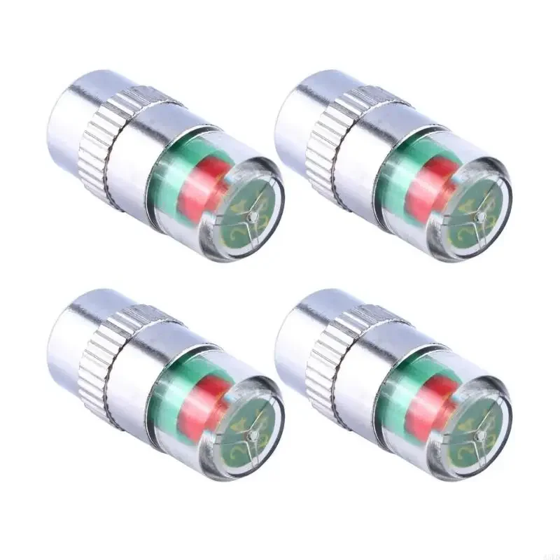 

4pcs Car Tire Check Monitor Caps with Real Time Sensors 3 Color Warning Light Low Maintenance Design for Safe Driving