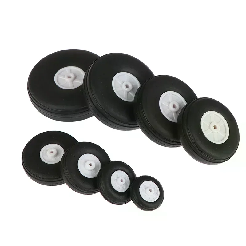 Roda de borracha pu de alta elasticidade, 2 peças, diâmetro 1/1.25/1.5/1.75/2/2.25/2.5/2.75 tamanhos para modelo de avião de asa fixa rc, pneus diy