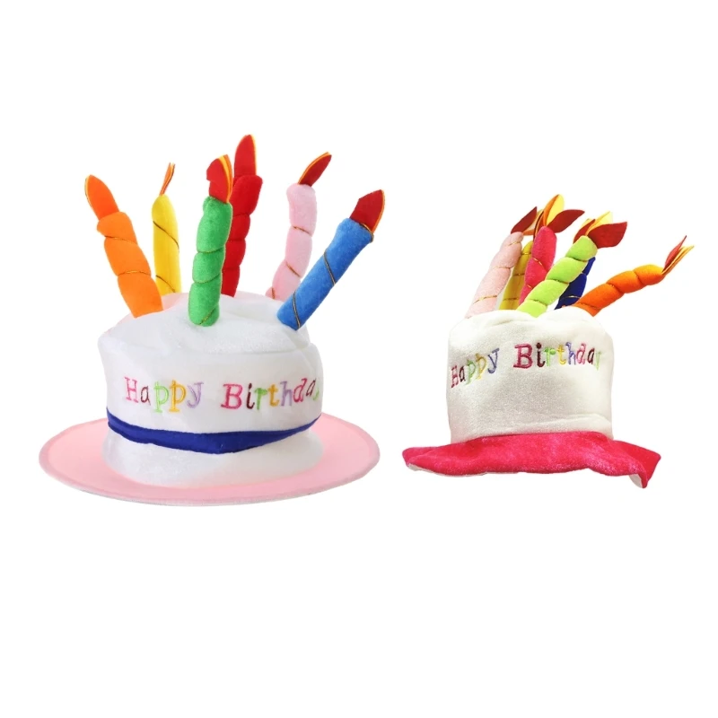 Plush Happy Birthday Cake Hat with Unisex Adult Fancy Dress Party Caps Dropshipping