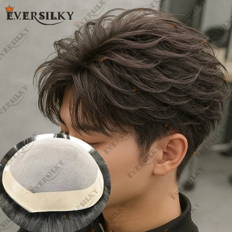 30 مللي متر مجعد/مستقيم شعر مستعار رجالي شعر بشري أوروبي غرامة أحادية و بولي PU حول رجل الشعر المستعار براون الأسود استبدال نظام وحدة الاصطناعية