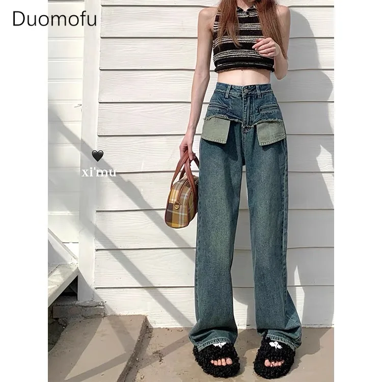 

Duomofu Loose Autumn Vintage Basic Female Wide Leg Jeans New Simple Casual Fashion Classic High Waist Slim Blue S-XL Women Jeans