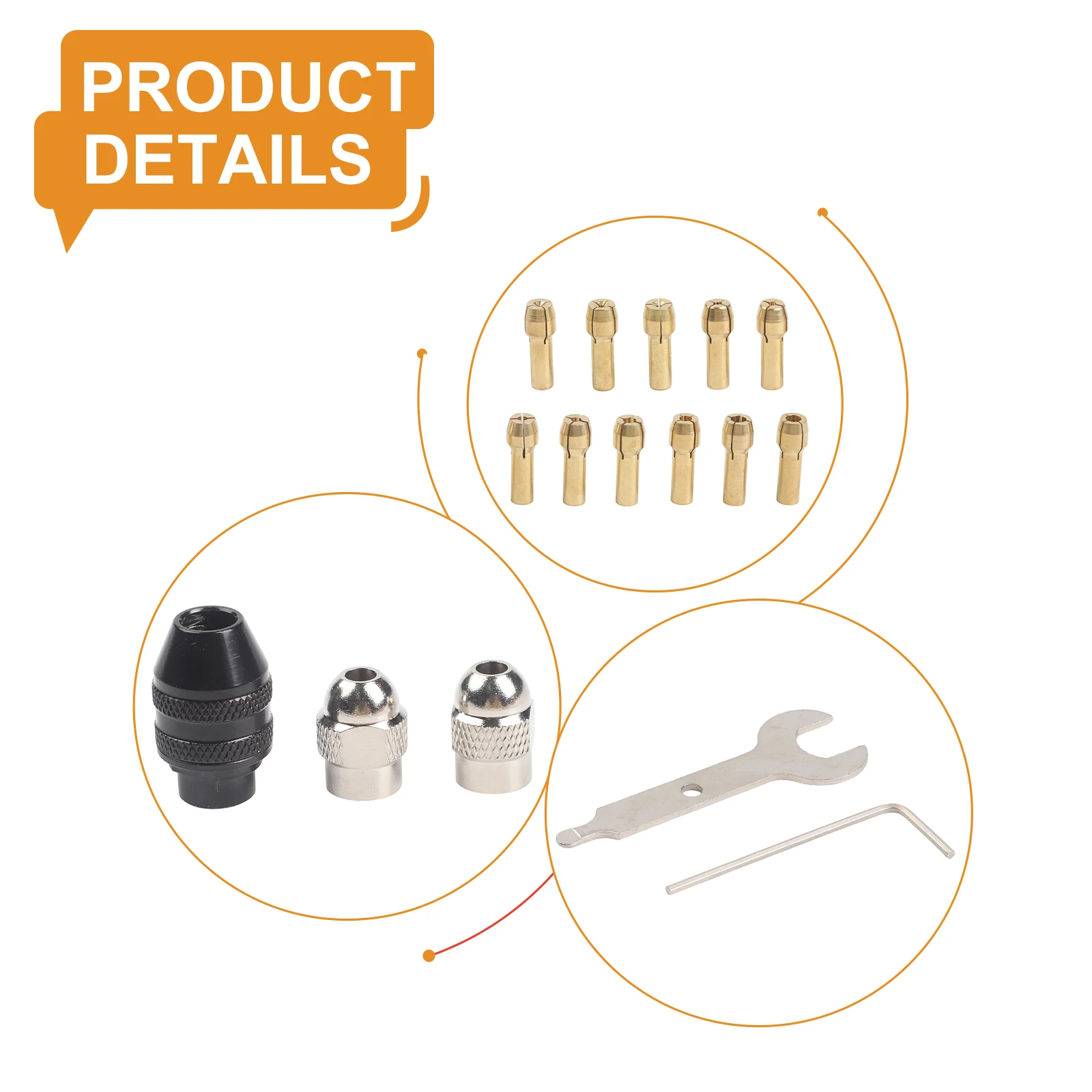 Woodworking Tasks Electric Drill Collet Collet Nut Set Non-slip Design Full Package Set Quick Accessory Changes