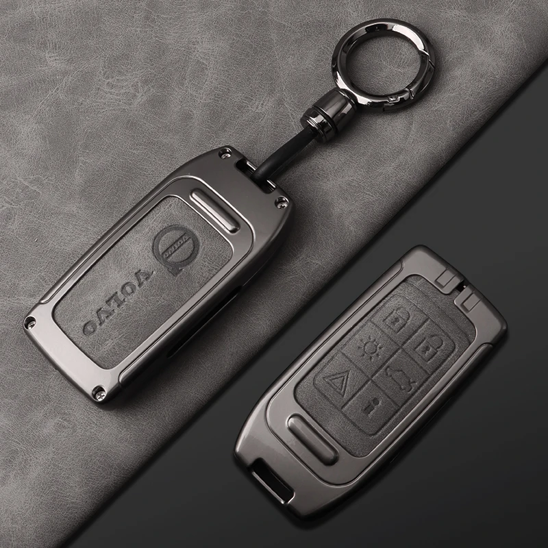 Zine Alloy Leather Car Key Case Cover Shell Holder For Volvo S60 S80 V60 XC60 XC70 S60L S80L V40 XC90 Full Protector Accessories