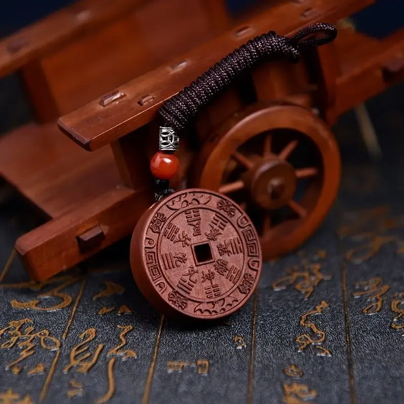 Colgante de madera Natural para coche, colgante con diseño de fantasma de montaña, Rayo, Agujero cuadrado, tallado a mano