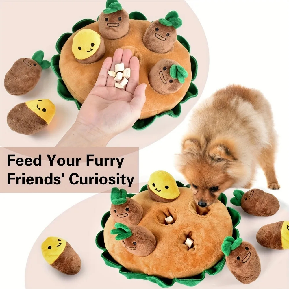 Funny Dog Toy Interactive Sweet Potato Squeaky Soft Comfortab Toys Hidden Food Chew Skills Enrichment Toy for Pet Dog Supplies