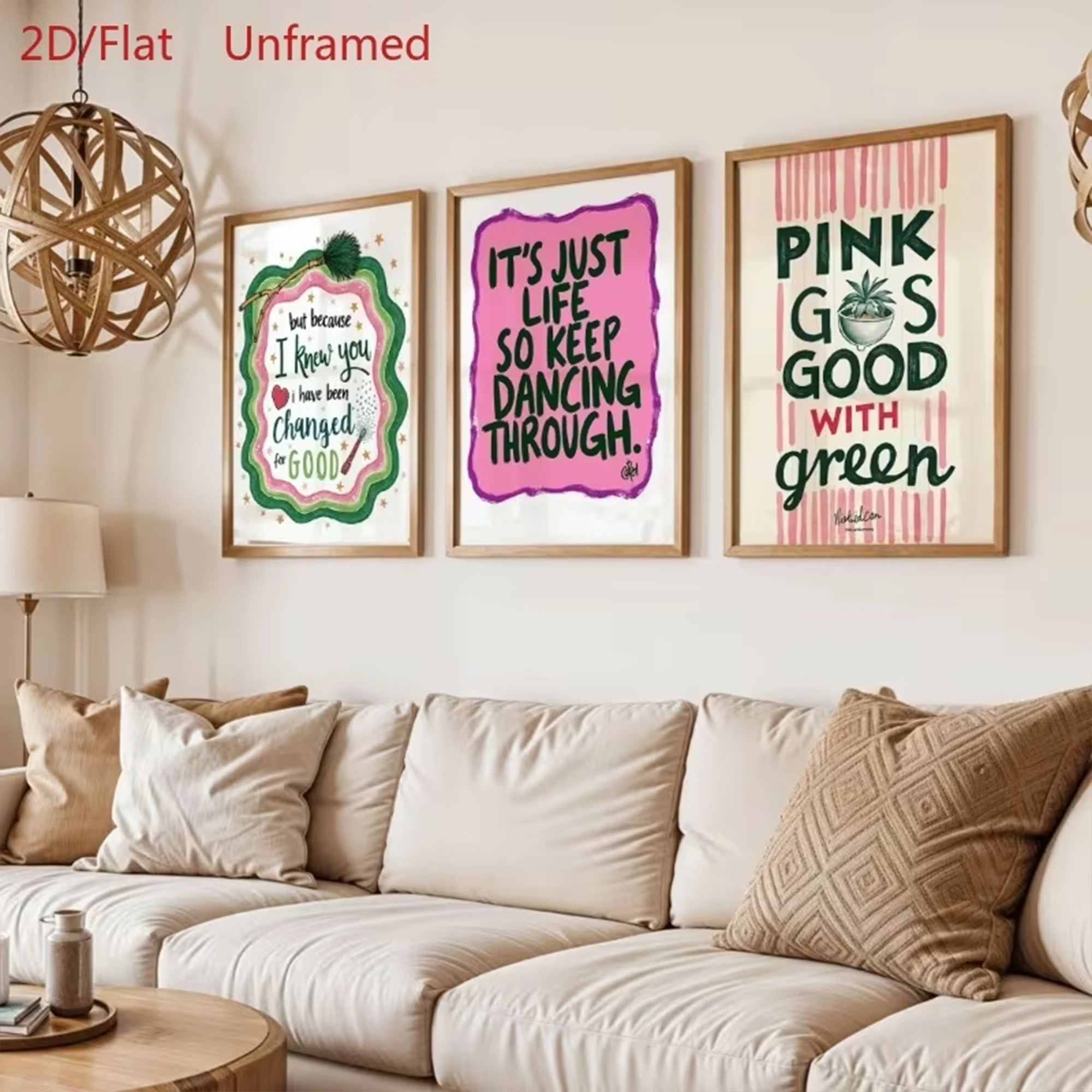 3pcs Modern Positive Life Aesthetic Wall Art Print Canvas Painting Poster Picture For Living Room,Bedroom Home Decor