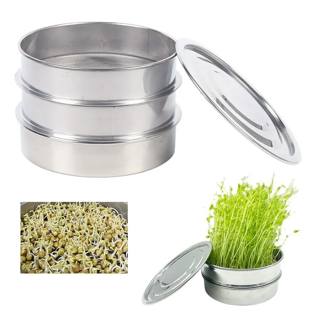 Germination Bowl Stainless Steel for Sprouts with Metal Strainer for Cress Seeding Germination Kit