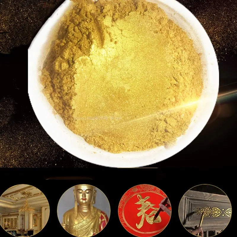 100g Deutsch Gold Pulver Super Helle Blitz Pulver Farbe DIY Geeignet für Kunst Werbung Dekorative Tempel Buddha Malerei