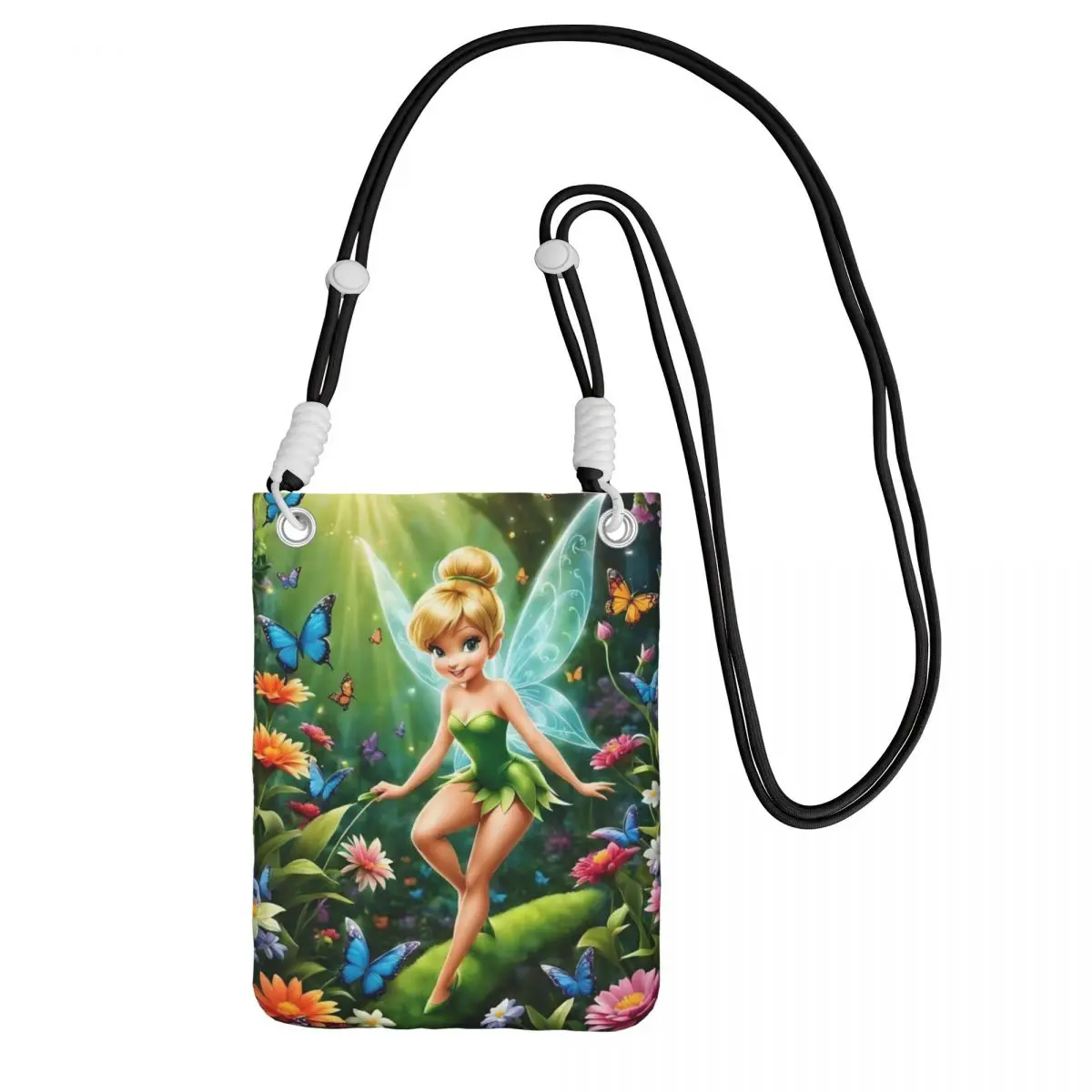 

Custom Tinker Bell Carry A Mobile Phone Bag Diagonally Women Men Casual Fairy Mobile Phone Bag Travel Cycling Phone Money Pouch