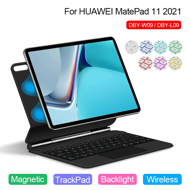 

Волшебная клавиатура, Арабская и французская раскладка для HUAWEI 2021 MatePad 11 10,95 дюйма, стандартная умная Обложка для книги, плавающая подставка, беспроводная клавиатура