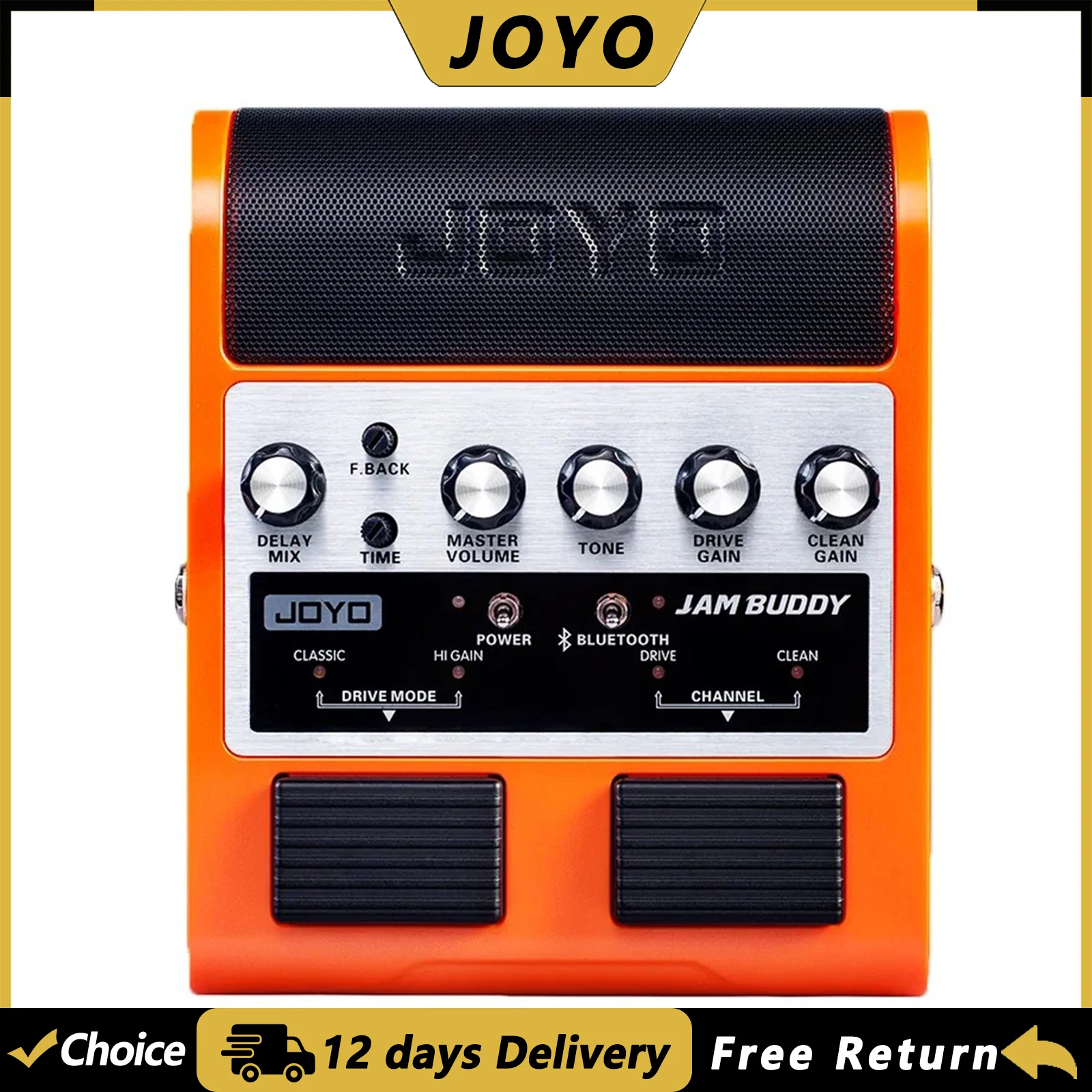 JOYO JAM BUDDY Guitar Amplifier & Pedal Portable 2 in 1 Rechargeable Bluetooth Guitar Practice Amp with Footswitch