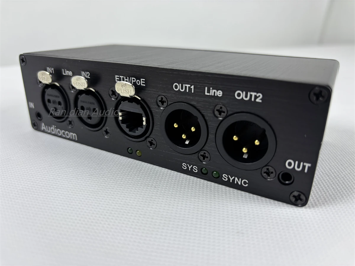 Audiocom DT AES67 Audio Network Transmission Interface Box, Supporting 2 Analog Balanced Inputs+2 Analog Balanced Outputs