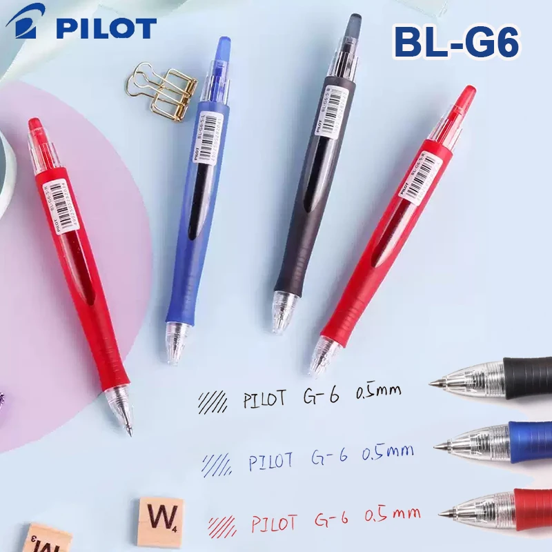 Japan PILOT BL-G6 Colored Gel Pens 0.5mm Comfortable Grip Signature Pen Business Student Essential Refillable Quality Stationery