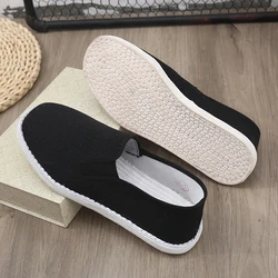 Unisex Cloth-soled Cloth Shoes Home Casual Handmade Chinese Traditional Black Breathable Shoes Men Gift