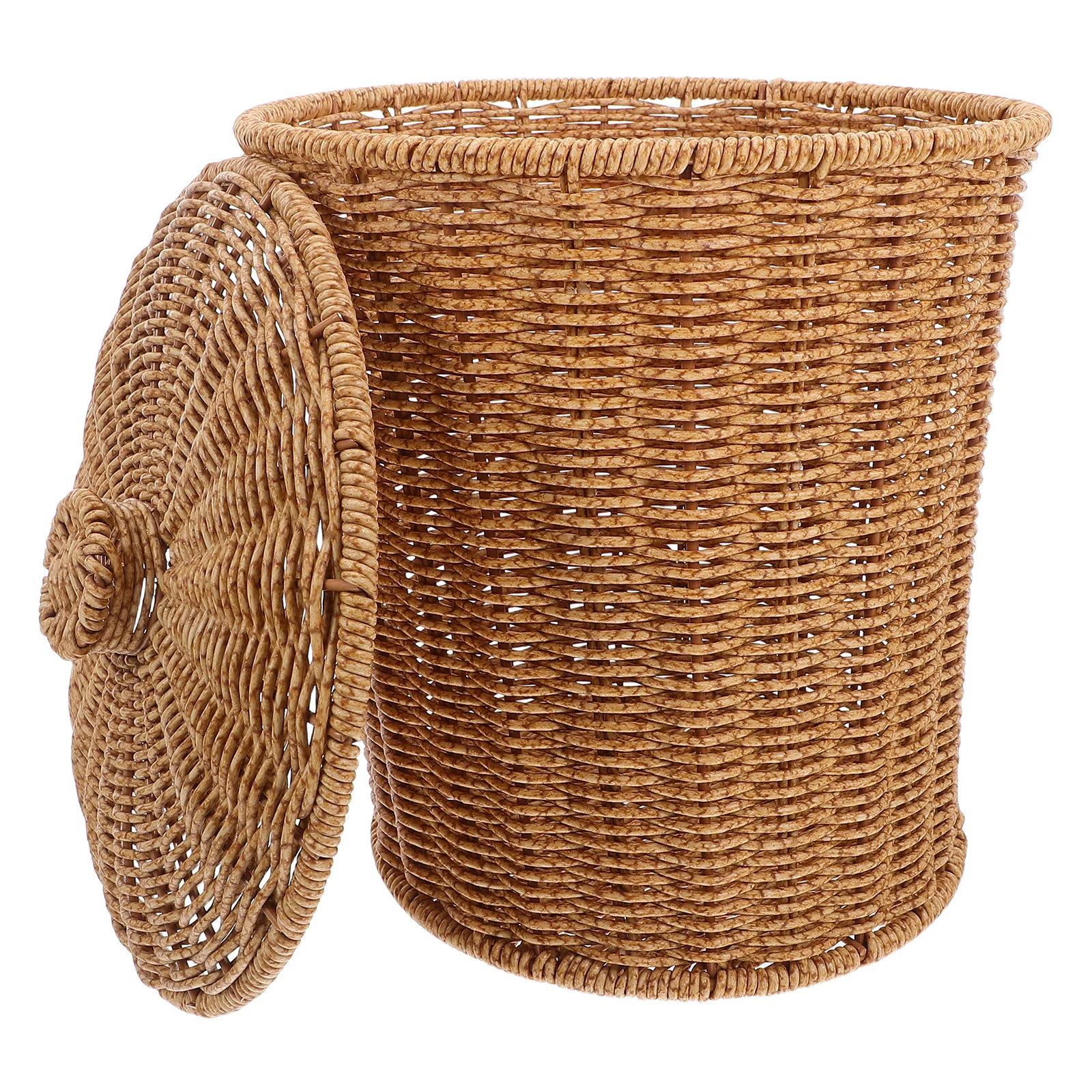 

Handwoven Fake Rattan Laundry Hamper 24X23.5Cm Storage With Lid Decorative Woven Organizer For Household Sundries Imitation