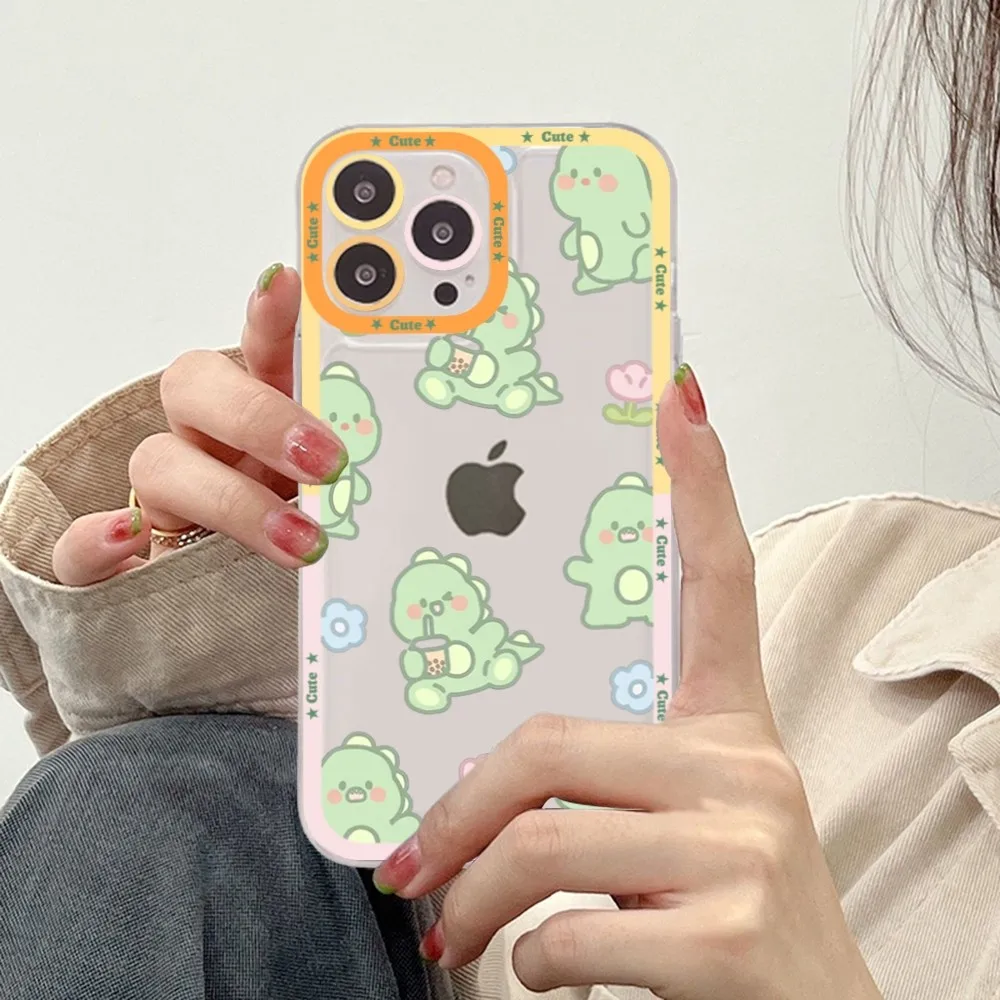 Cute Cartoon Dinosaur Phone Case For iPhone 15 14 13 12 11 Pro Max XS X XR Mini Protective Cover