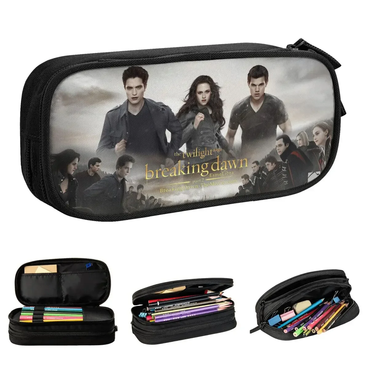 

The Twilight Saga Breaking Dawn Pencil Case Edward Bella Jacob Black Pencil Pouch Pen Holder for Student Bag Office Stationery