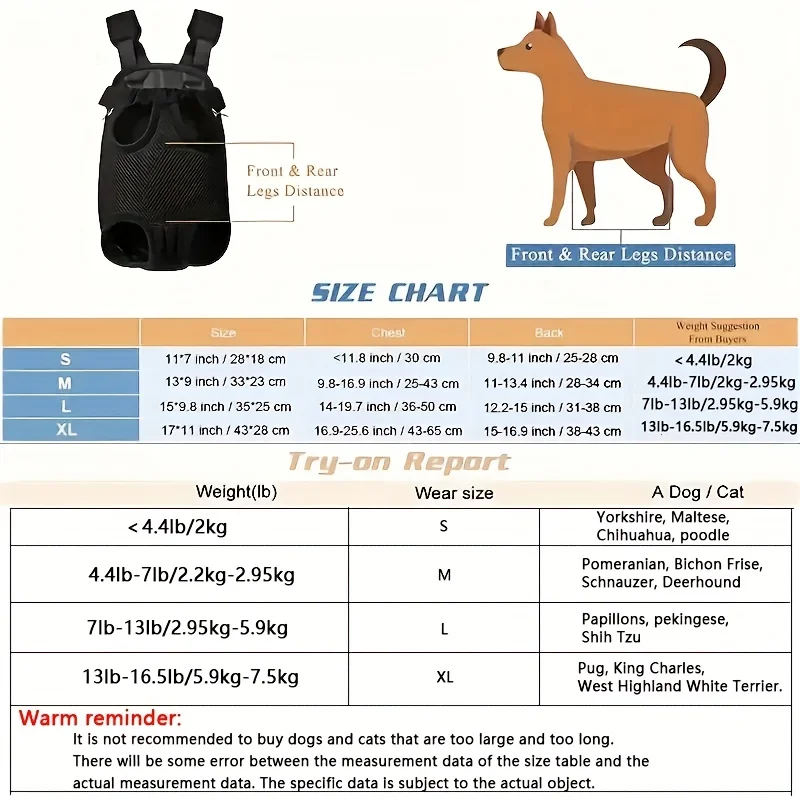 1pc Pet Dog Backpack, Adjustable Dog Backpack, Suitable For Small To Medium Dogs, Pet Cat & Dog Carry Backpack