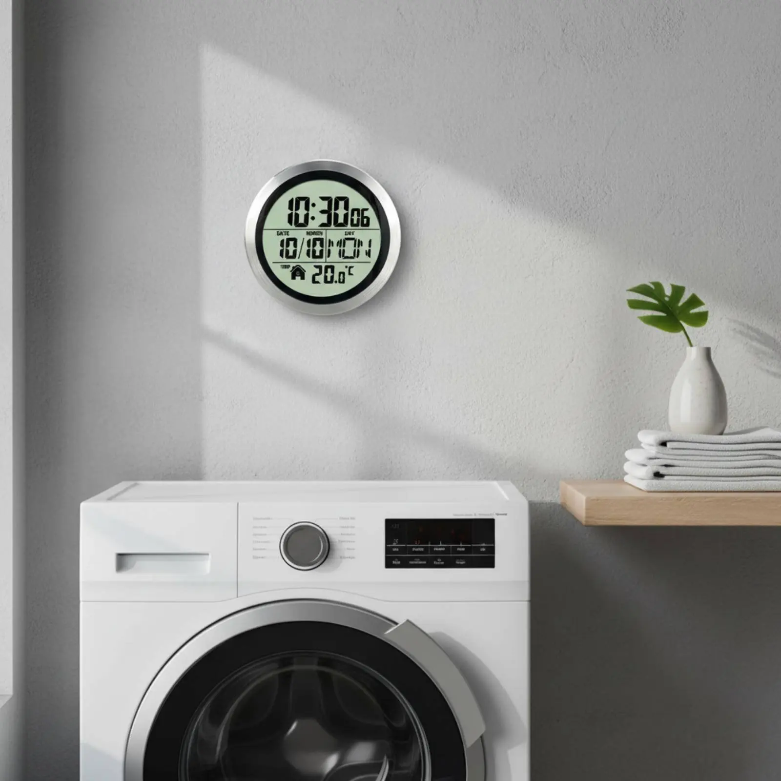 Waterproof Bathroom Digital Timepiece No Drill Noiseless Bathroom Digital Timepiece Digital Wall Timepiece Easy to Read