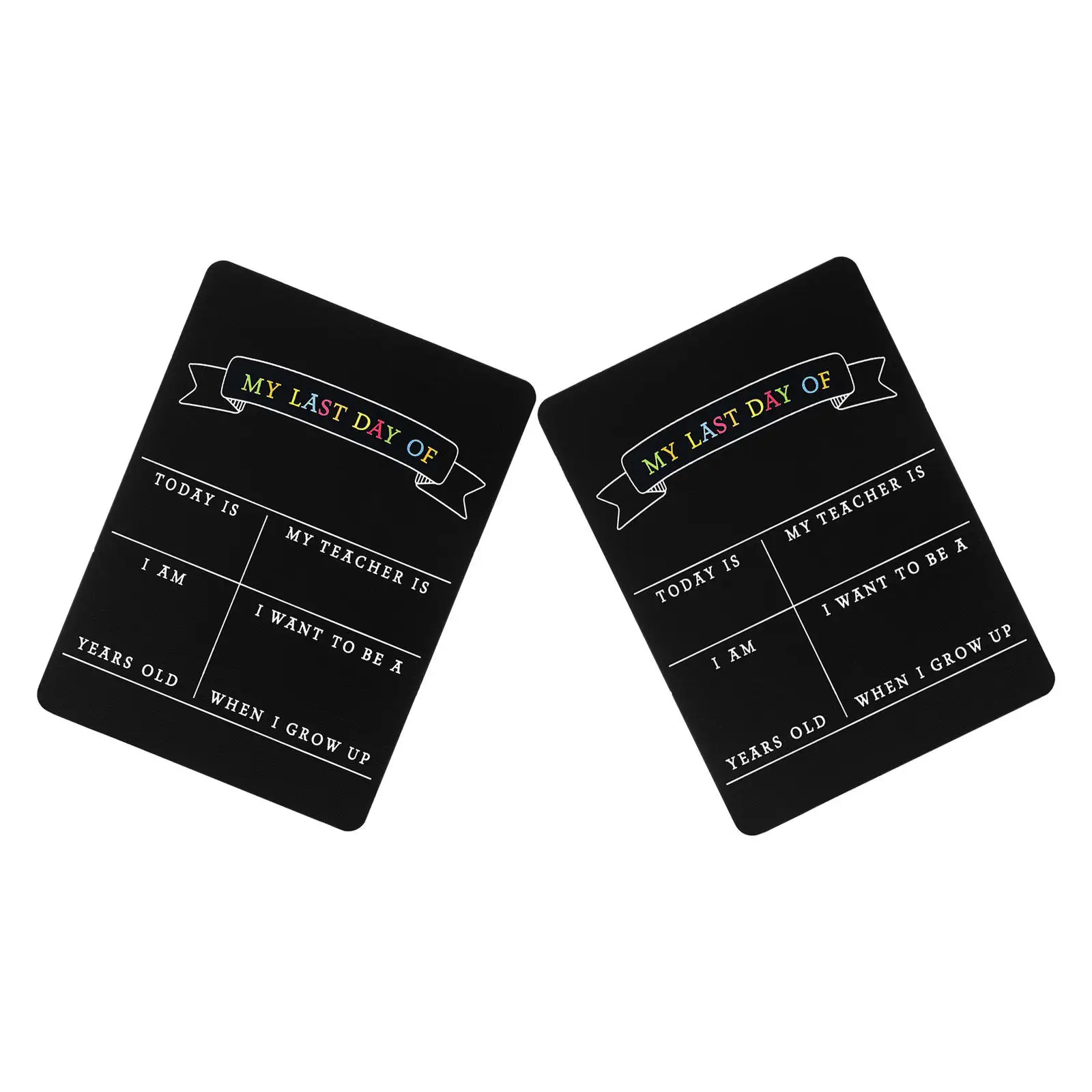 2Pcs Double Sided Reusable Wooden Chalkboard Last Day First Day School Sign Preschool Kindergarten Memory Photo Prop