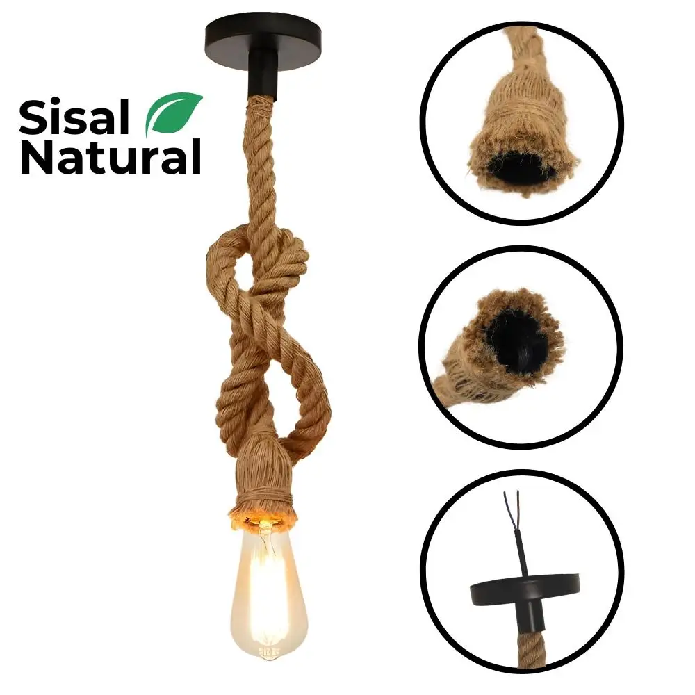 Luminaire Pendant Rustic Chandelier Ceiling Rope Sisal