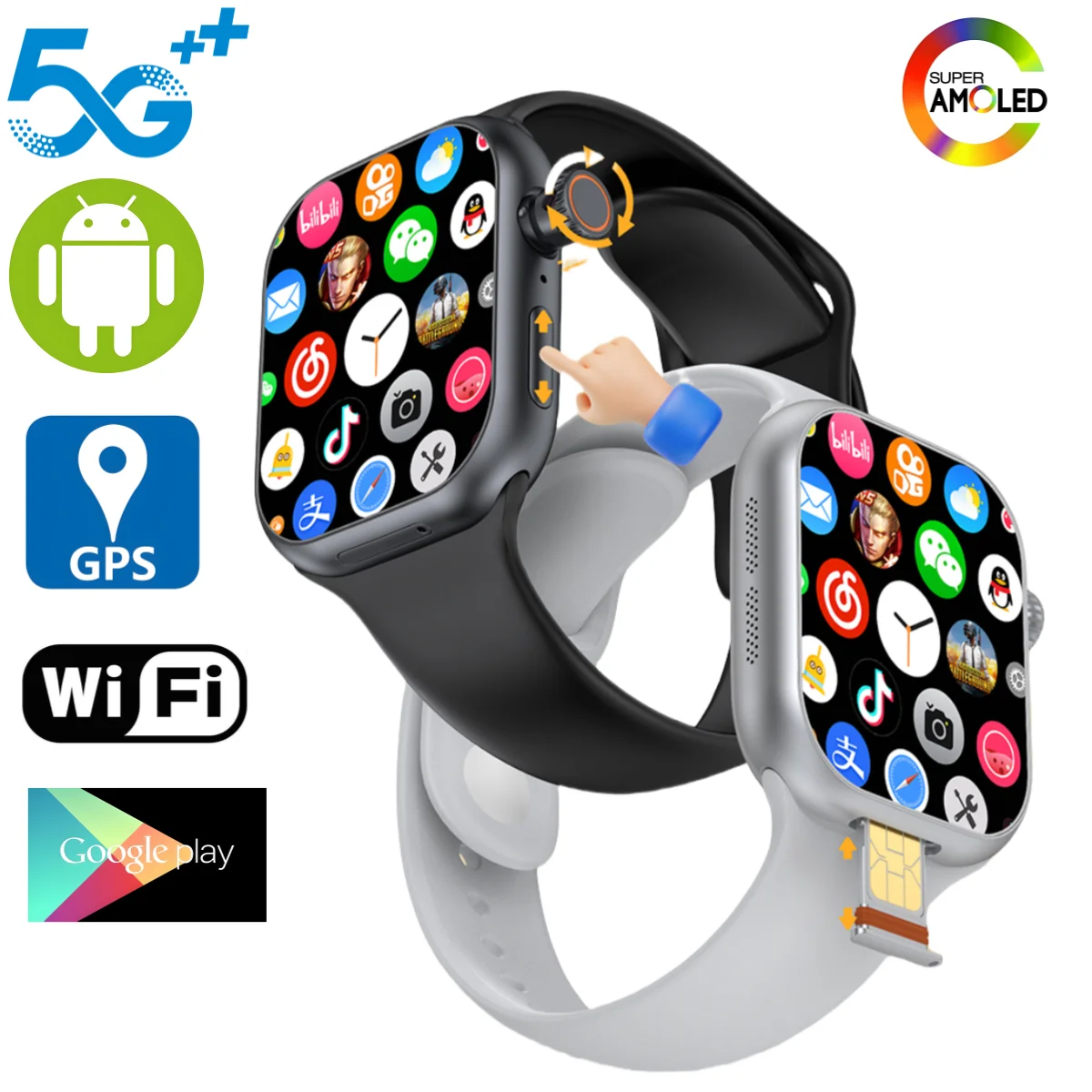 

S10 Pro 5G Smart Watch with Rotary Camera 2.29inch AMOLED Screen 490x580 Global Version Supports SIM Card WiFi GPS Video Calling