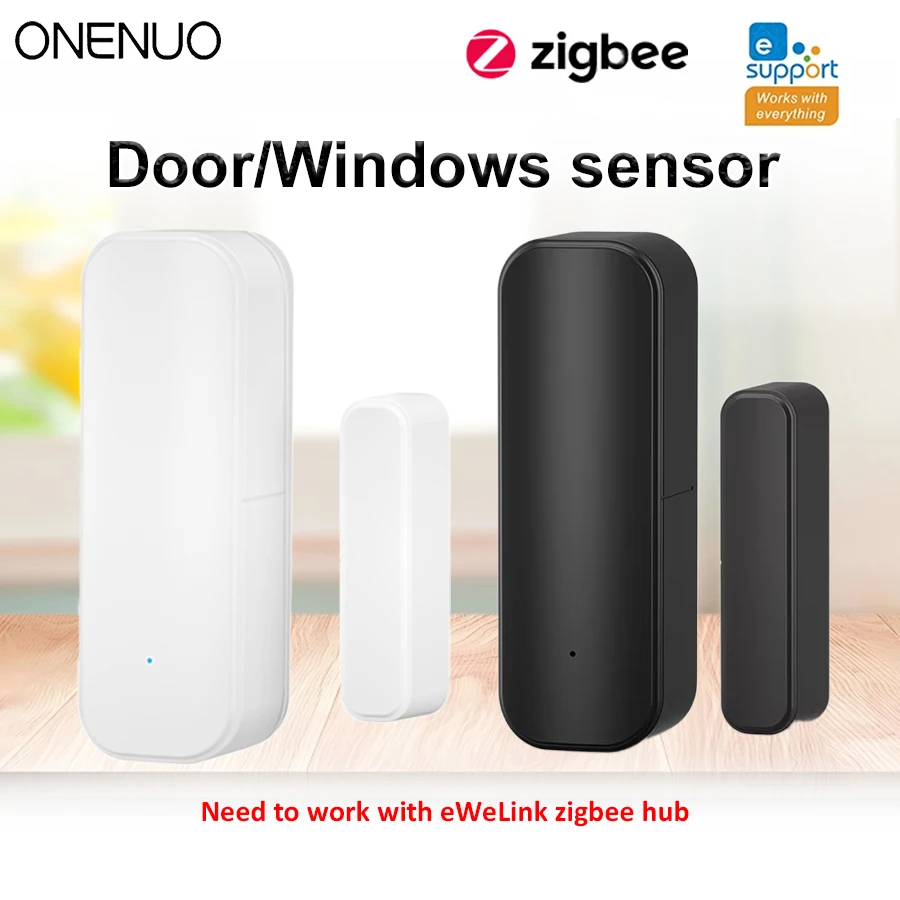 

Zigbee Door Window Magnetic Sensor Open Closed Alarm Detector Ewelink APP work With Alexa Google Need Gateway Black White Color